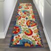 2' X 6' Green And Ivory Floral Indoor Outdoor Area Rug