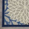 2' X 8' Blue And Gray Floral Indoor Outdoor Area Rug