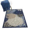 3' X 4' Blue And Gray Floral Indoor Outdoor Area Rug