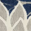 2' X 6' Ivory and Blue Floral Handmade Indoor Outdoor Runner Rug