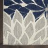 8' X 11' Ivory And Blue Floral Indoor Outdoor Area Rug