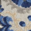 2' X 12' Natural and Blue Indoor Outdoor Runner Rug