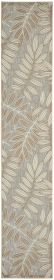 12' Runner Gray And Ivory Floral Indoor Outdoor Runner Rug