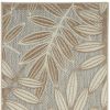 12' Runner Gray And Ivory Floral Indoor Outdoor Runner Rug