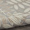 6' X 9' Gray And Ivory Floral Stain Resistant Indoor Outdoor Area Rug