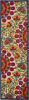 2' X 8' Red And Ivory Floral Indoor Outdoor Area Rug