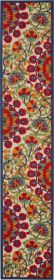 12' Runner Red And Ivory Floral Stain Resistant Indoor Outdoor Runner Rug