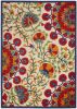 6' X 9' Red And Ivory Floral Indoor Outdoor Area Rug