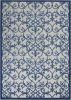 5' X 8' Blue And Gray Floral Indoor Outdoor Area Rug