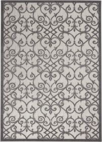 5' X 8' Gray Floral Indoor Outdoor Area Rug