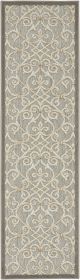 2' X 6' Gray And Ivory Floral Indoor Outdoor Area Rug