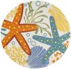8' Round Yellow And Ivory Round Indoor Outdoor Area Rug