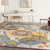 8' X 11' Yellow And Ivory Floral Indoor Outdoor Area Rug