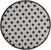 5' Round Black And White Round Geometric Indoor Outdoor Area Rug