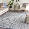 7' X 10' Blue And Gray Geometric Indoor Outdoor Area Rug