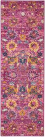 6' Fuchsia Floral Power Loom Runner Rug