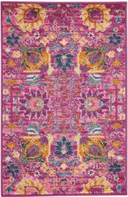 2' X 3' Fuchsia Floral Power Loom Area Rug