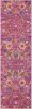 8' Fuchsia Floral Power Loom Runner Rug