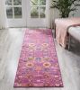 8' Fuchsia Floral Power Loom Runner Rug