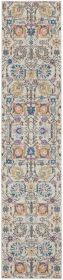 10' Orange And Ivory Floral Power Loom Runner Rug