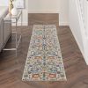 10' Orange And Ivory Floral Power Loom Runner Rug