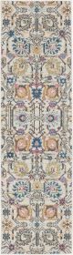8' Orange And Ivory Floral Power Loom Runner Rug