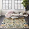 5' X 7' Orange And Ivory Floral Power Loom Area Rug
