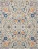 8' X 10' Orange And Ivory Floral Power Loom Area Rug