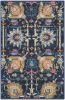2' X 3' Navy Blue Floral Power Loom Area Rug