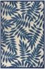6' X 9' Blue And Ivory Floral Stain Resistant Indoor Outdoor Area Rug