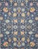 7' X 10' Navy Blue Floral Power Loom Area Rug