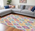 8' X 10' Blue And Pink Ogee Power Loom Area Rug