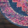 8' Blue Round Power Loom Area Rug