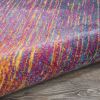 8' Blue And Pink Round Abstract Power Loom Area Rug