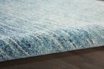 8' Ivory And Blue Abstract Power Loom Runner Rug