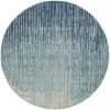 4' Blue and Ivory Abstract Power Loom Round Rug