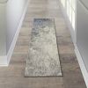 6' Gray And Ivory Abstract Power Loom Runner Rug