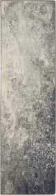 8' Gray And Ivory Abstract Power Loom Runner Rug