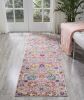 8' Silver Floral Power Loom Runner Rug