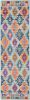8' Blue And Pink Ogee Power Loom Runner Rug