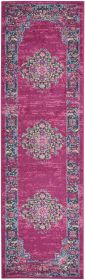 8' Fuchsia Power Loom Runner Rug