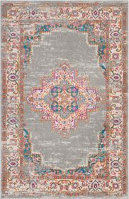 4' X 6' Gray Power Loom Area Rug