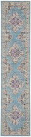 10' Light Blue Southwestern Power Loom Runner Rug