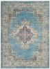5' X 7' Light Blue Southwestern Power Loom Area Rug