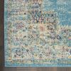 7' X 10' Blue and Ivory Medallion Power Loom Distressed Area Rug