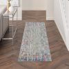 6' Pink And Ivory Abstract Power Loom Runner Rug