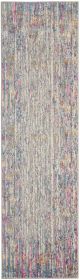 8' Pink And Ivory Abstract Power Loom Runner Rug