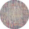 5' Pink And Ivory Round Abstract Power Loom Area Rug