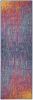 6' Blue And Pink Abstract Power Loom Runner Rug