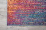 10' Blue And Pink Abstract Power Loom Runner Rug